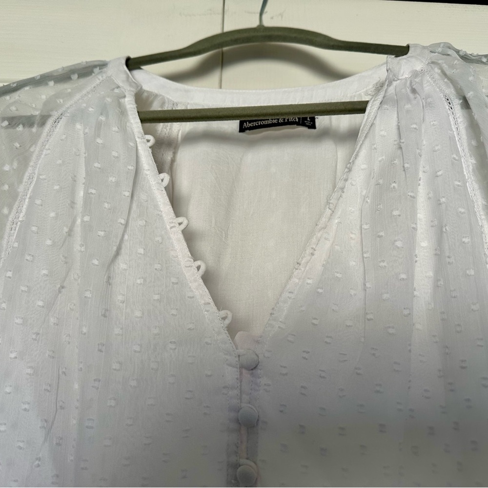 Abercrombie & Fitch White Sheer Bodysuit Long Sleeve Size Large - Picture 5 of 10